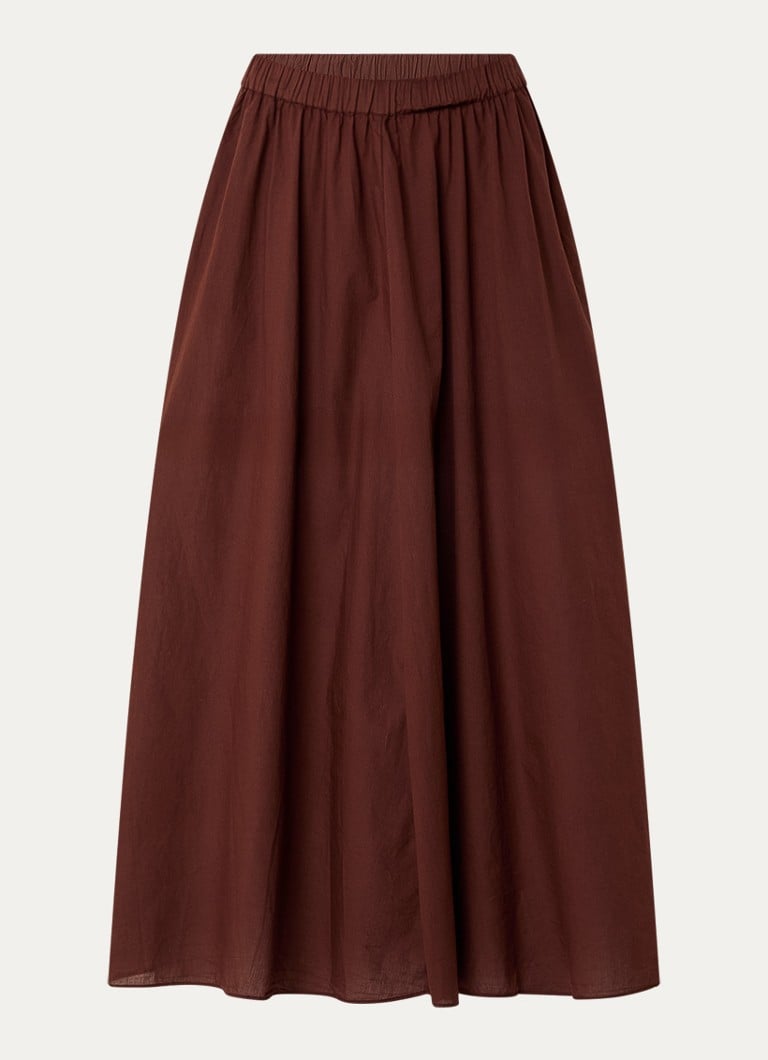 Knit-ted Dames Cato midi rok met steekzakken in de kleur Kastanjebruin, maat: m