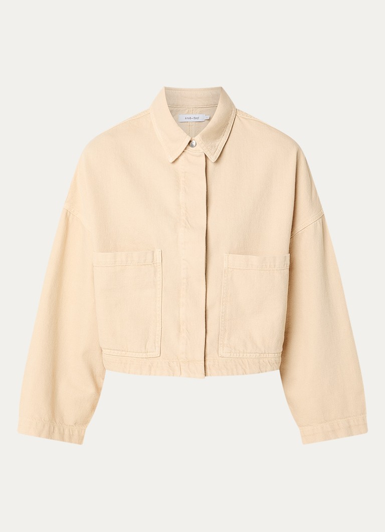 Knit-ted Dames Diasy jack met opgestikte zakken in de kleur Beige, maat: xl