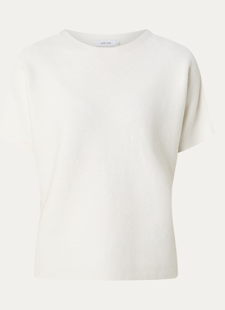 Knit-ted Dames Eva grofgebreide top in de kleur Gebroken wit, maat: xl