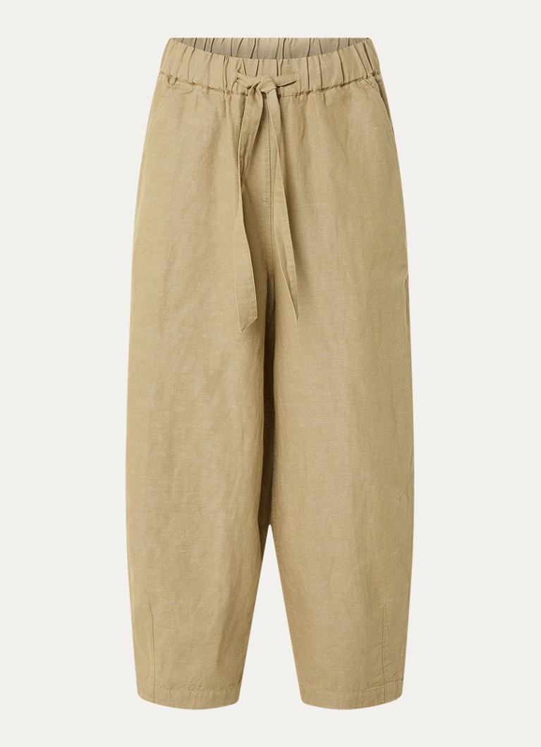 Knit-ted Dames Mona high waist tapered fit broek met steekzakken in de kleur Khaki, maat: xs