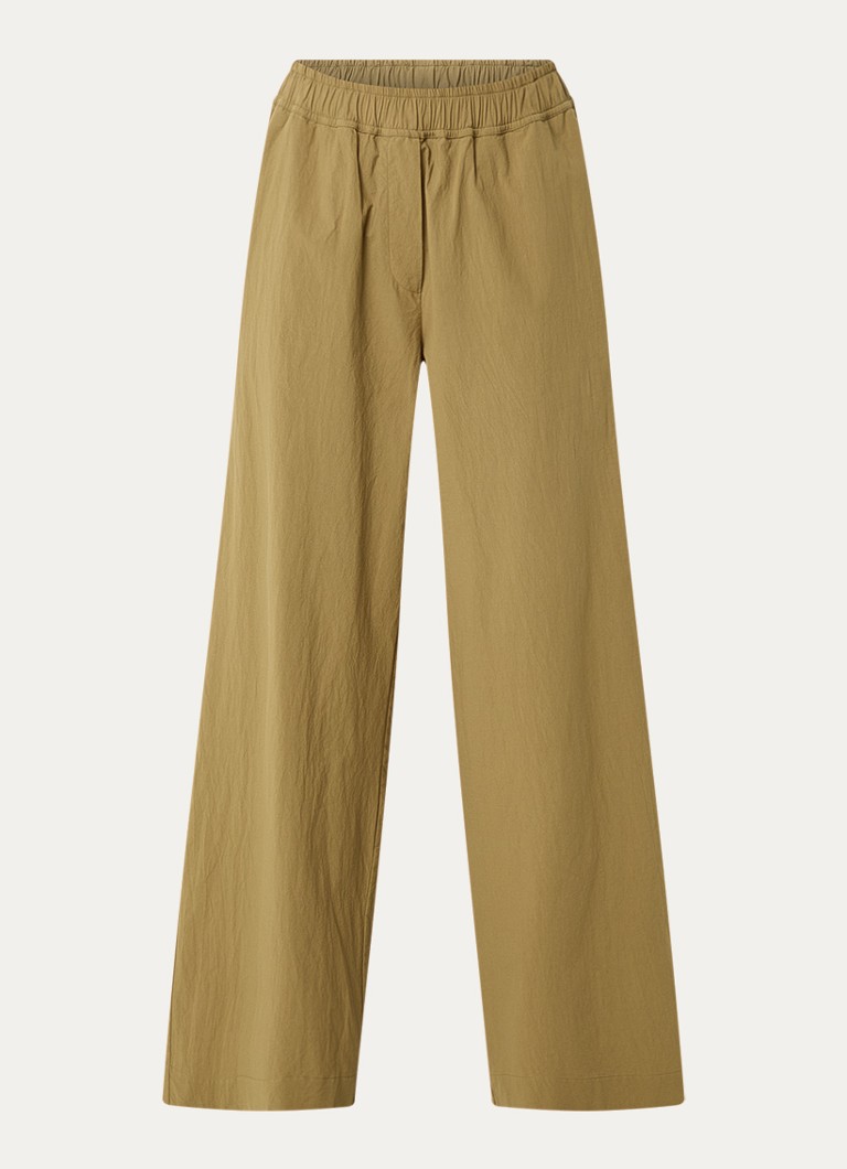 Knit-ted Dames Nores high waist wide fit pantalon met steekzakken in de kleur Khaki, maat: xl