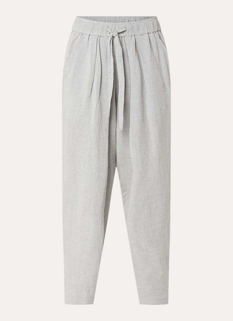Knit-ted Dames Sally high waist straight fit pantalon in linnenblend in de kleur Grijs, maat: s