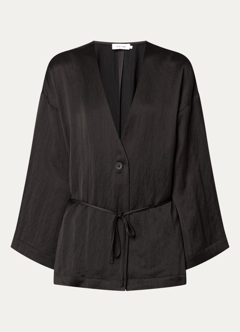 Knit-ted Dames Jeremy tuniek met ceintuur in de kleur Zwart, maat: xs