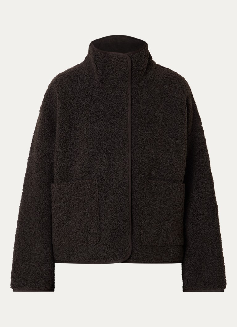 Knit-ted Dames Jill jack van teddy met steekzakken in de kleur Roodbruin, maat: XL