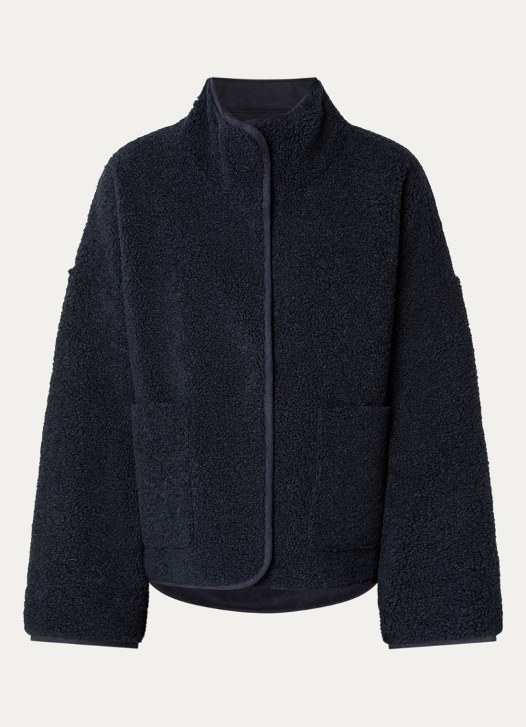 Knit-ted Dames Jill jack van teddy met steekzakken in de kleur Donkerblauw, maat: XL