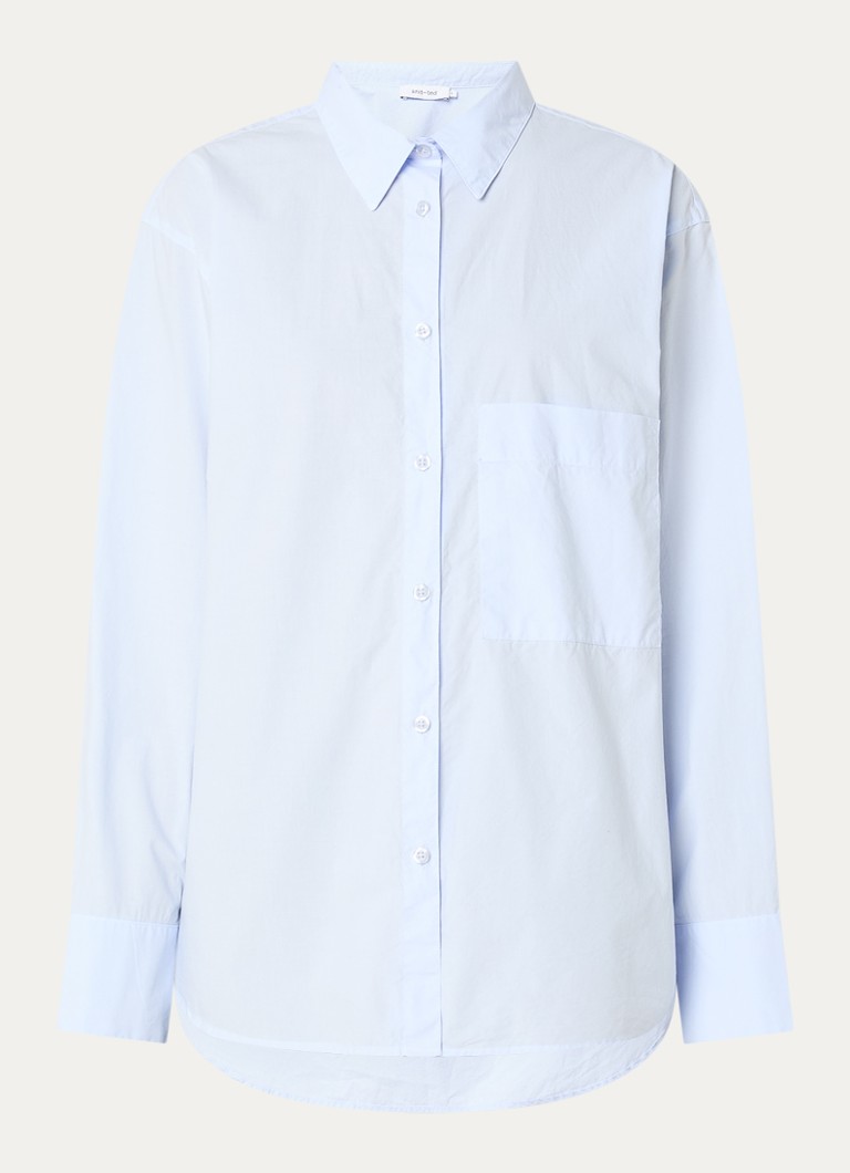 Knit-ted Dames Lies blouse met borstzak in de kleur Blauwgrijs, maat: xl