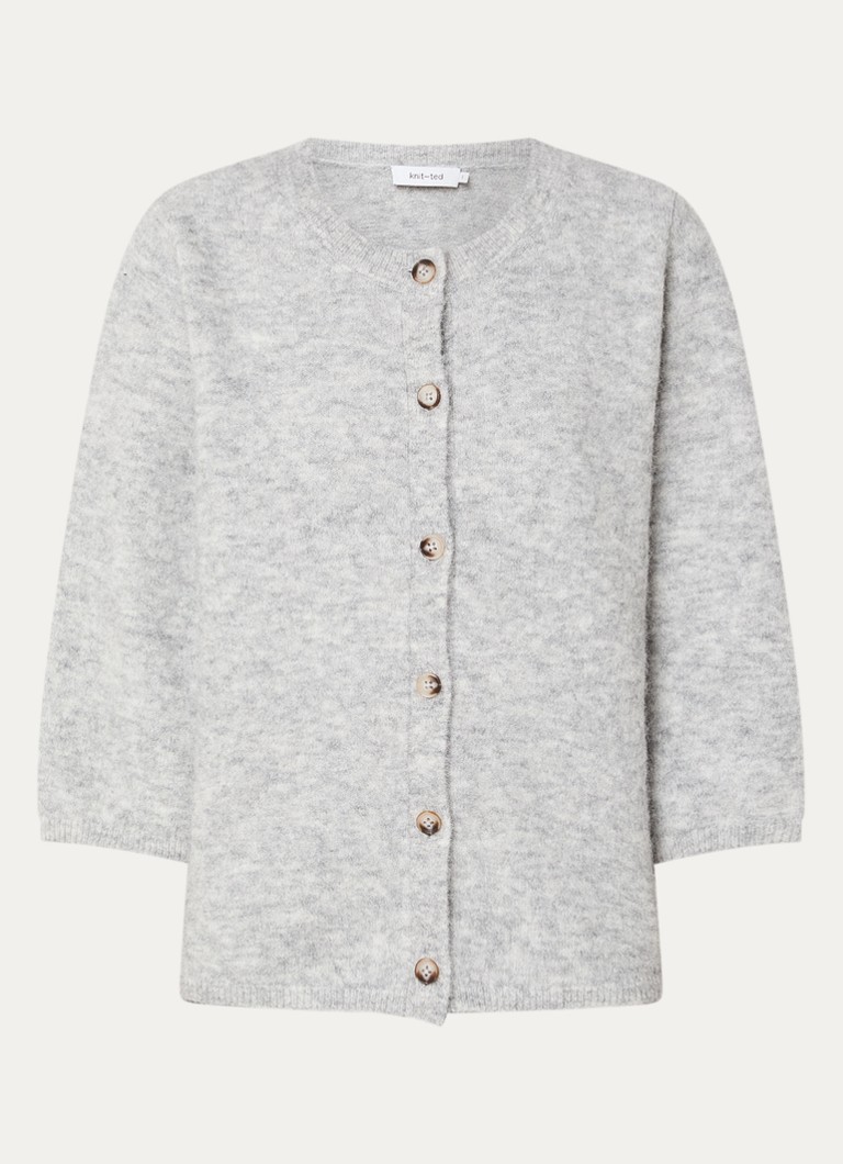 Knit-ted Dames Meg grofgebreid vest met ronde hals in de kleur Grijsmele, maat: m