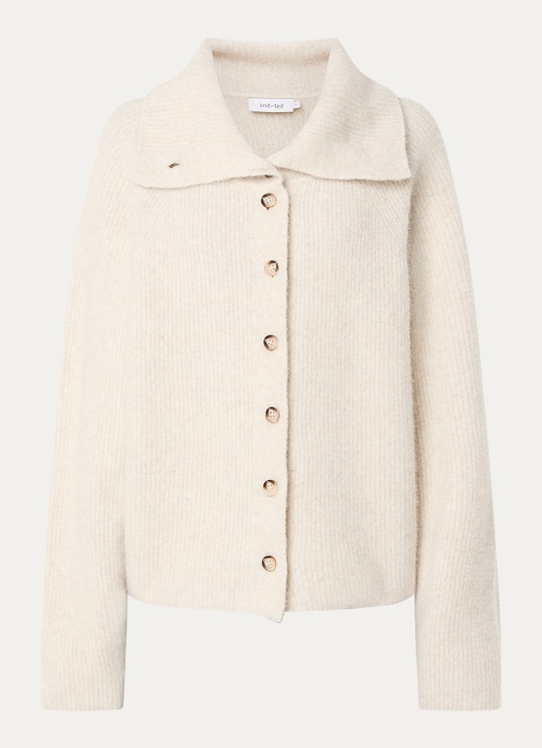 Knit-ted Dames Milo grofgebreid vest met opstaande kraag in de kleur Vanillegeel, maat: xs