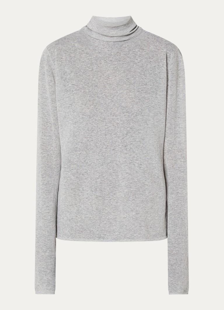 Knit-ted Dames Roline trui met col en stretch in de kleur Lichtgrijs, maat: xs