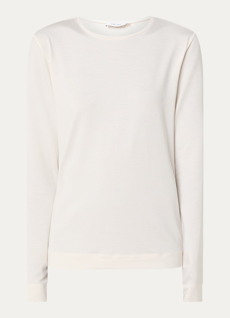 Knit-ted Dames Zoe top met ronde hals in de kleur Gebroken wit, maat: xl