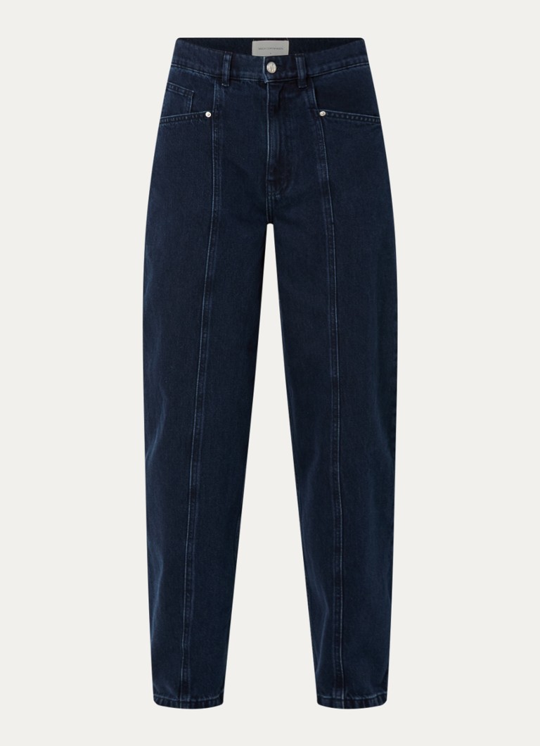 MSCH Copenhagen Dames MSCHUtta high waist tapered jeans met donkere wassing in de kleur Indigo, maat: XL