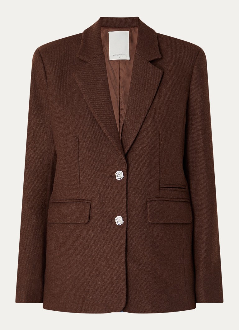 MSCH Copenhagen Dames MSCHElliot blazer in wolblend met klepzakken in de kleur Bruin, maat: XL