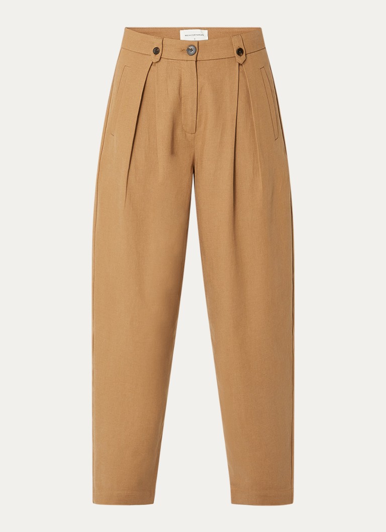 MSCH Copenhagen Dames MMGweneth high waist tapered fit broek in de kleur Camel, maat: XS