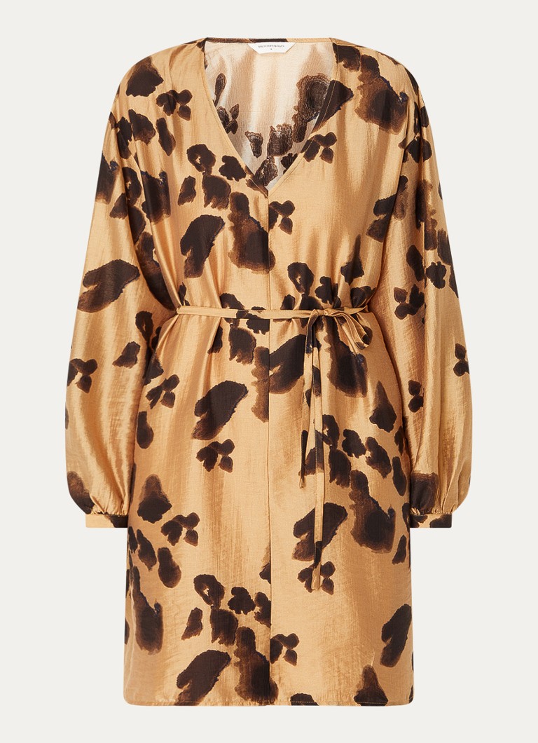 MSCH Copenhagen Dames Mschnilla mini tuniekjurk met strikceintuur en print in de kleur Camel, maat: L