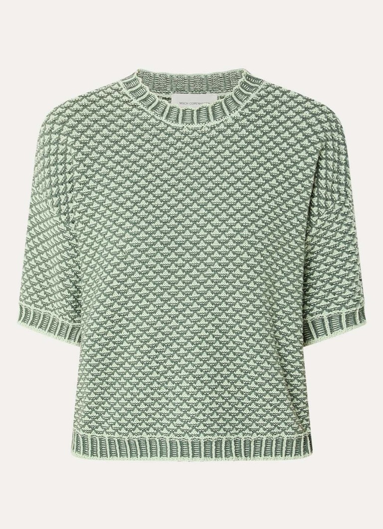 MSCH Copenhagen Dames MSCHCatina grofgebreide pullover met borduring in de kleur Groen, maat: M/L