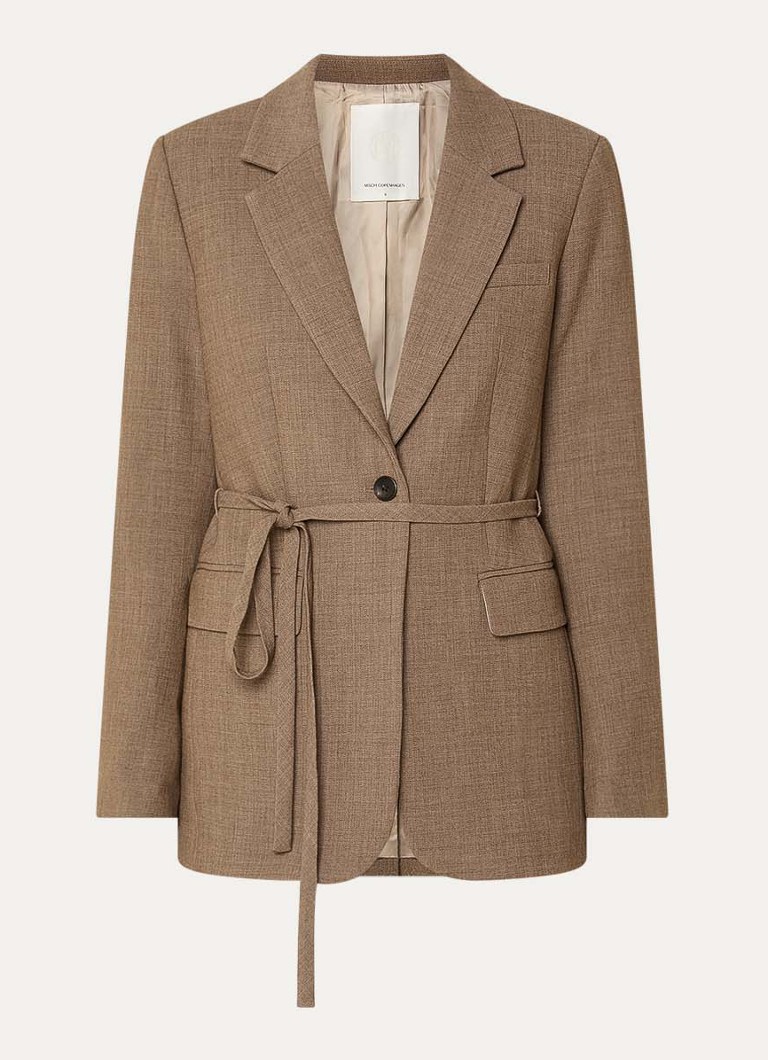 MSCH Copenhagen Dames MSCHDarina blazer met strikceintuur en klepzakken in de kleur Bruin, maat: XL