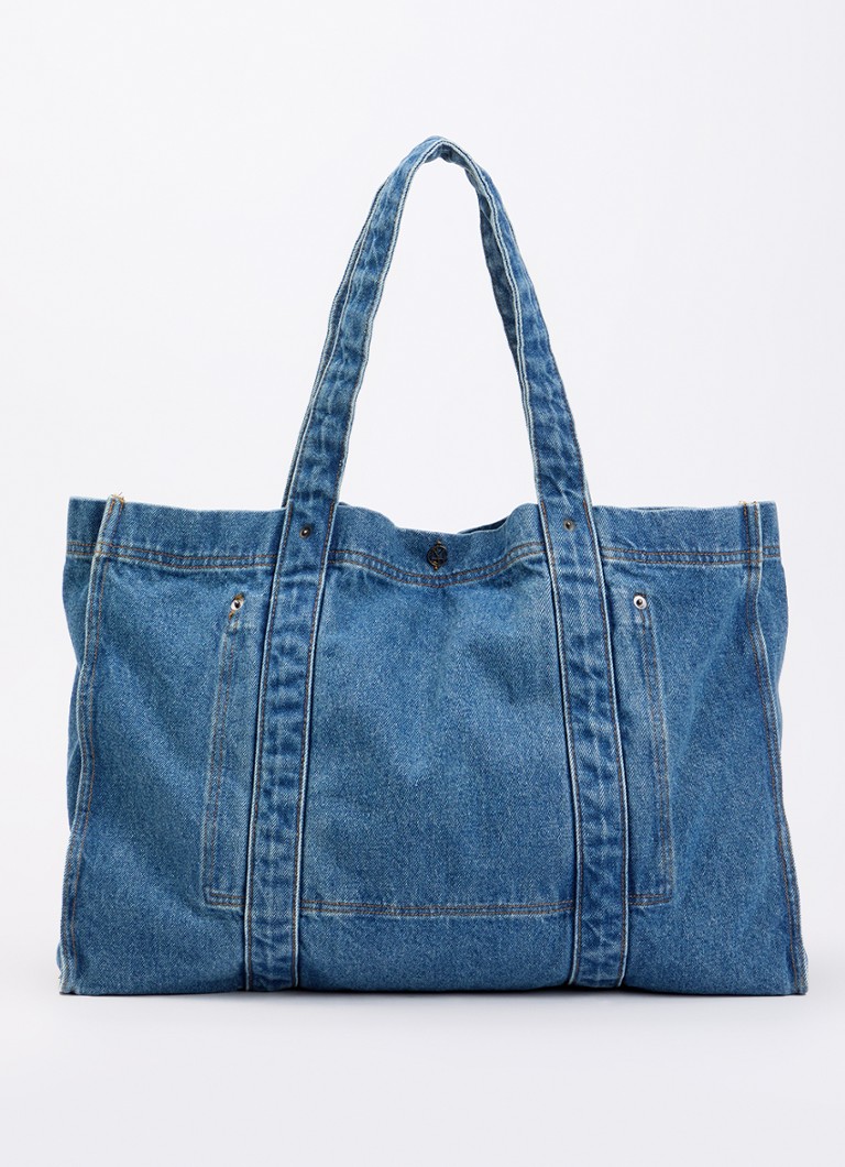 MSCH Copenhagen Dames Shopper van denim met logo in de kleur Indigo, maat: ONE SIZE