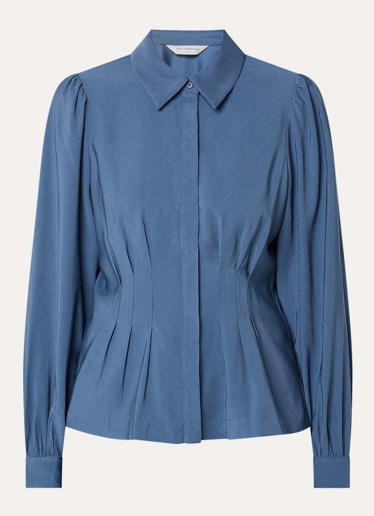 MSCH Copenhagen Dames MSCHElsa blouse met plooidetail in de kleur Blauw, maat: M