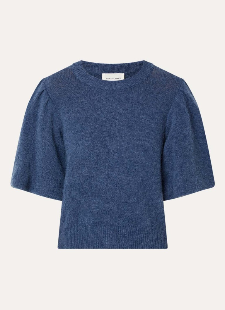 MSCH Copenhagen Dames MSCHJinie fijngebreide trui in alpaca wolblend met vlindermouwen in de kleur Blauw, maat: S/M