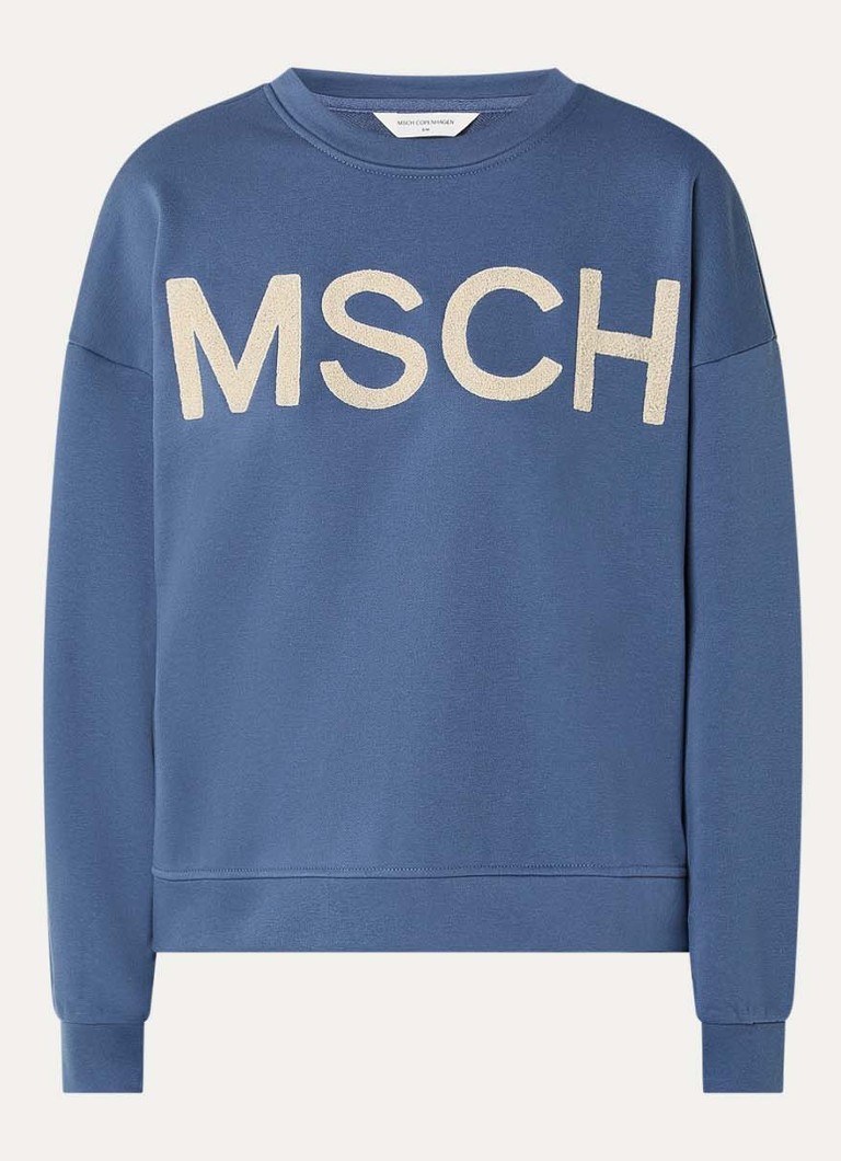 MSCH Copenhagen Dames MSCHMela sweater met logoprint in de kleur Blauw, maat: S/M