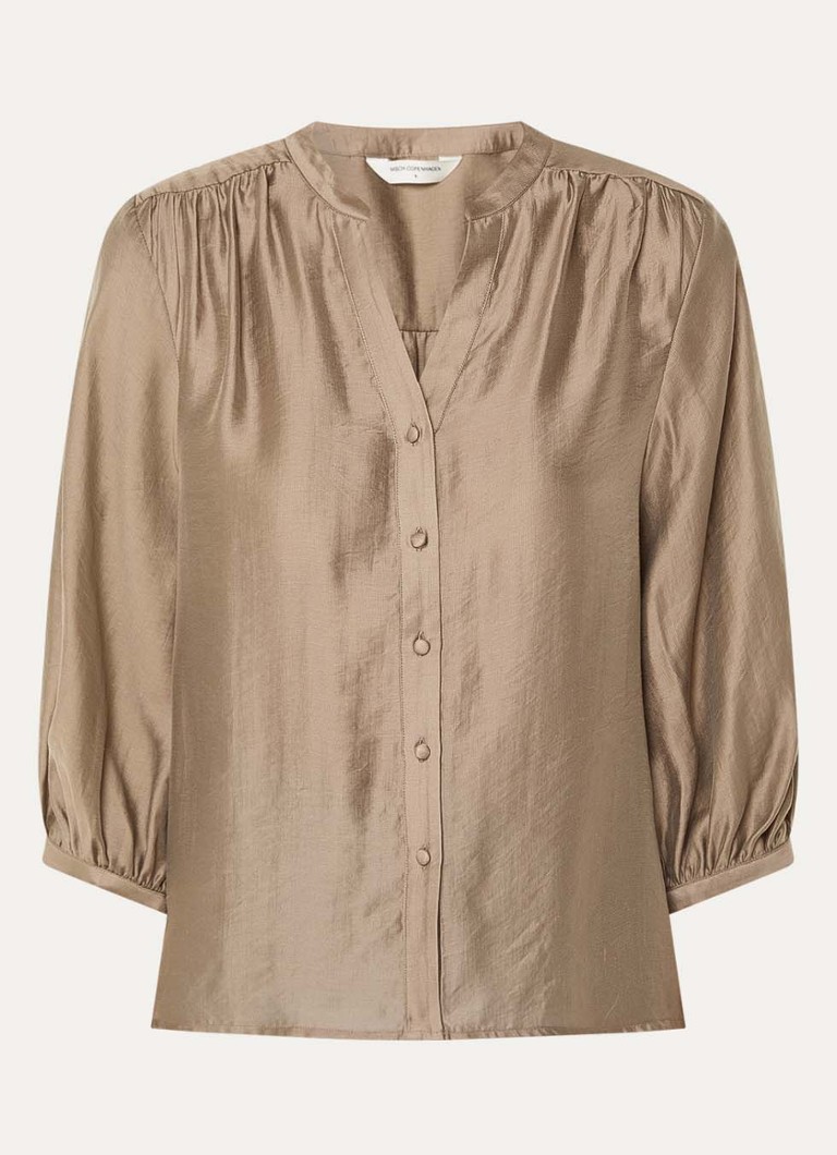 MSCH Copenhagen Dames MSCHRamona blouse met plooidetail in de kleur Zand, maat: XS