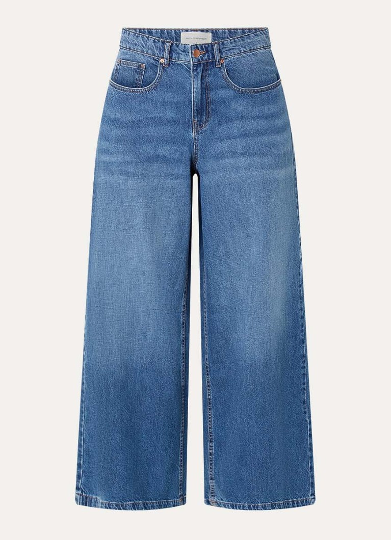 MSCH Copenhagen Dames MSCHTurig high waist wide leg jeans met met medium wassing in de kleur Indigo, maat: S