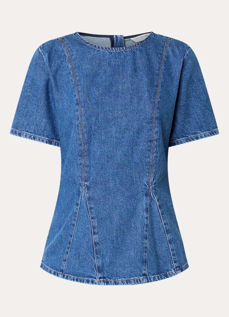 MSCH Copenhagen Dames Alena top van chambray in de kleur Indigo, maat: XS