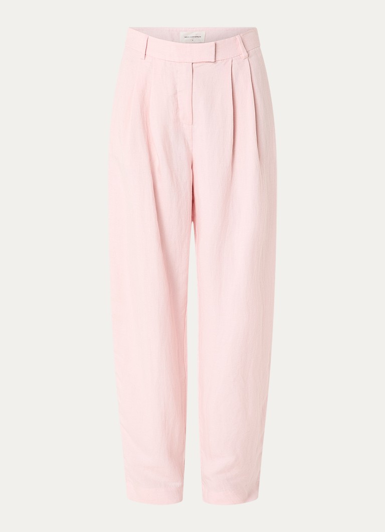 MSCH Copenhagen Dames MSCHFranciska high waist wide fit pantalon in linnenblend in de kleur Lichtroze, maat: S