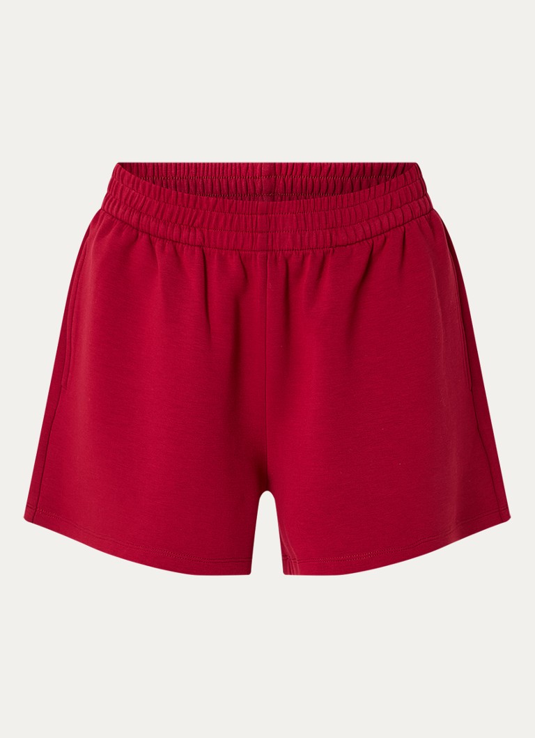 MSCH Copenhagen Heren MSCHHarissa high waist straight fit korte joggingbroek in de kleur Donkerrood, maat: XS/S