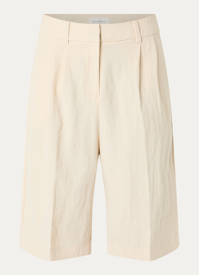 MSCH Copenhagen Dames MSCHKeeley high waist wide fit korte broek met steekzakken in de kleur Beige, maat: S