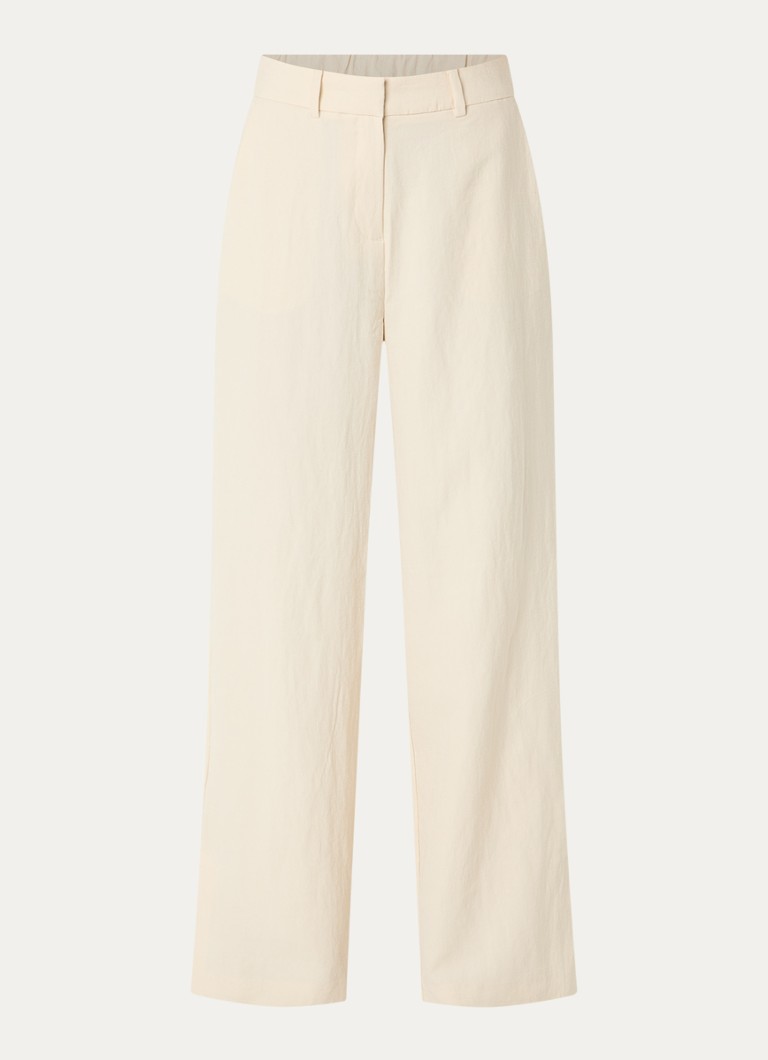 MSCH Copenhagen Dames MSCHKeeley high waist wide fit pantalon met steekzakken in de kleur Beige, maat: M