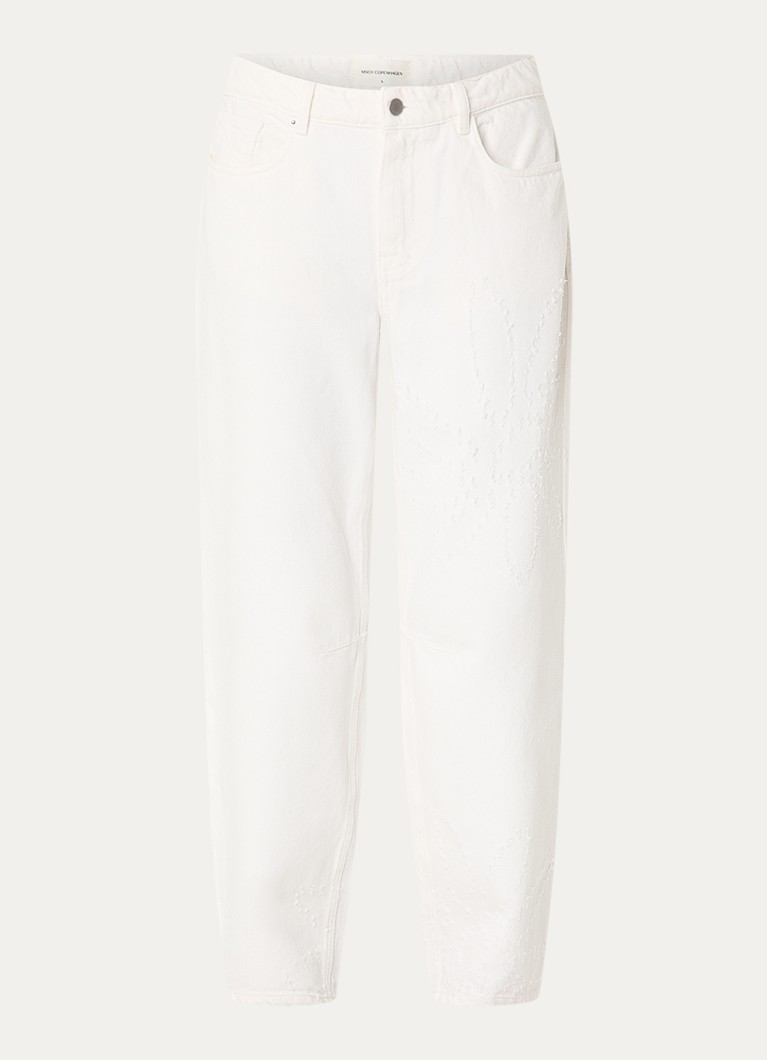 MSCH Copenhagen Dames MSCHDexter high waist balloon fit jeans met destroyed afwerking in de kleur Gebroken wit, maat: M