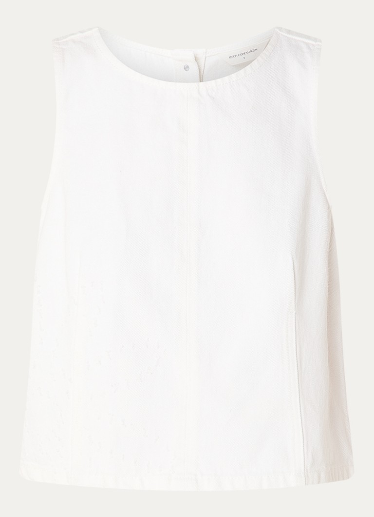 MSCH Copenhagen Dames MSCHDexter top van denim in de kleur Gebroken wit, maat: XL