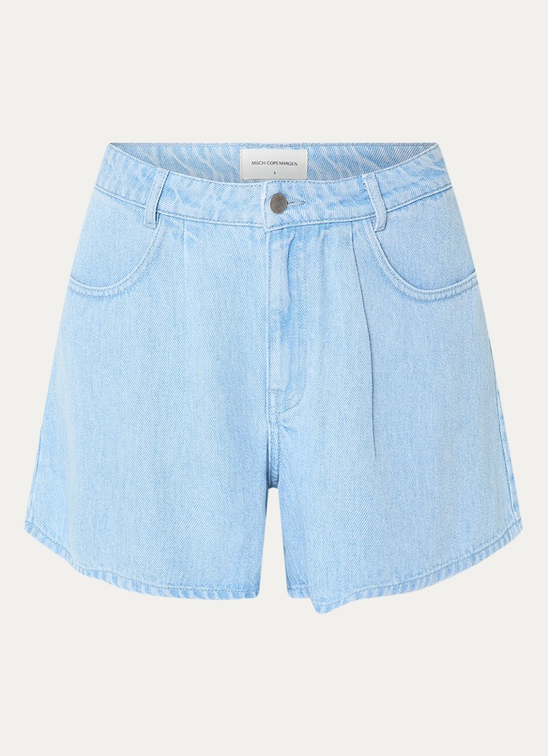MSCH Copenhagen Dames MSCHSaphina high waist straight fit korte broek van chambray in de kleur Indigo, maat: M
