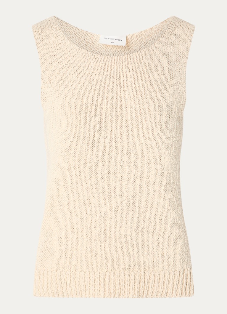 MSCH Copenhagen Dames MSCHVivika grofgebreide tanktop in de kleur Beige, maat: S/M