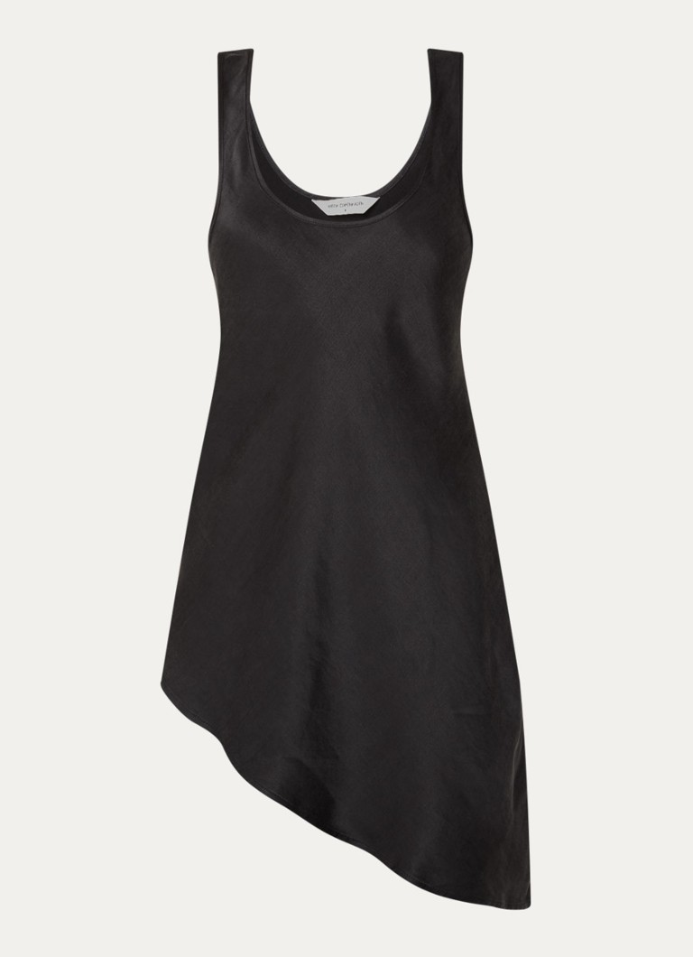 MSCH Copenhagen Dames MSCHMolie tanktop met asymmetrische zoom en glanzende finish in de kleur Zwart, maat: L