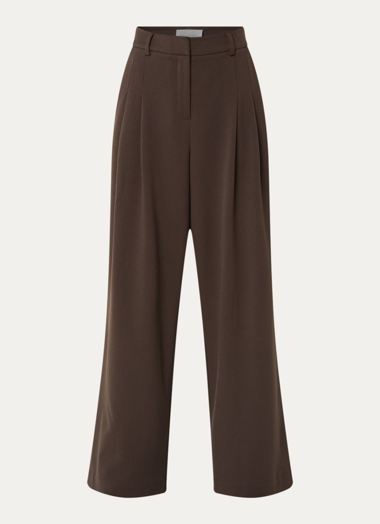 MSCH Copenhagen Dames MSCHHenrika high waist loose fit pantalon met plooidetail in de kleur Bruin, maat: XS
