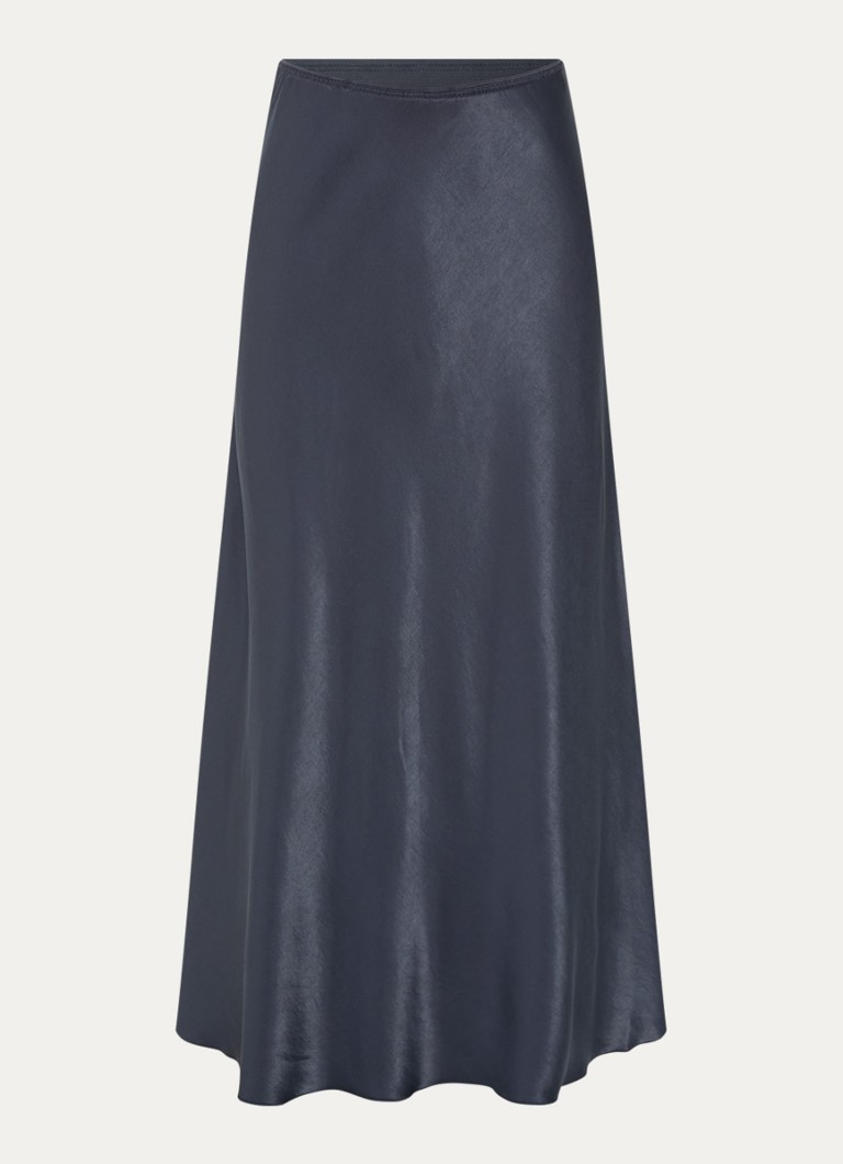 MSCH Copenhagen Dames MSCHNicolette Ullas maxi rok van satijn in de kleur Indigo, maat: S