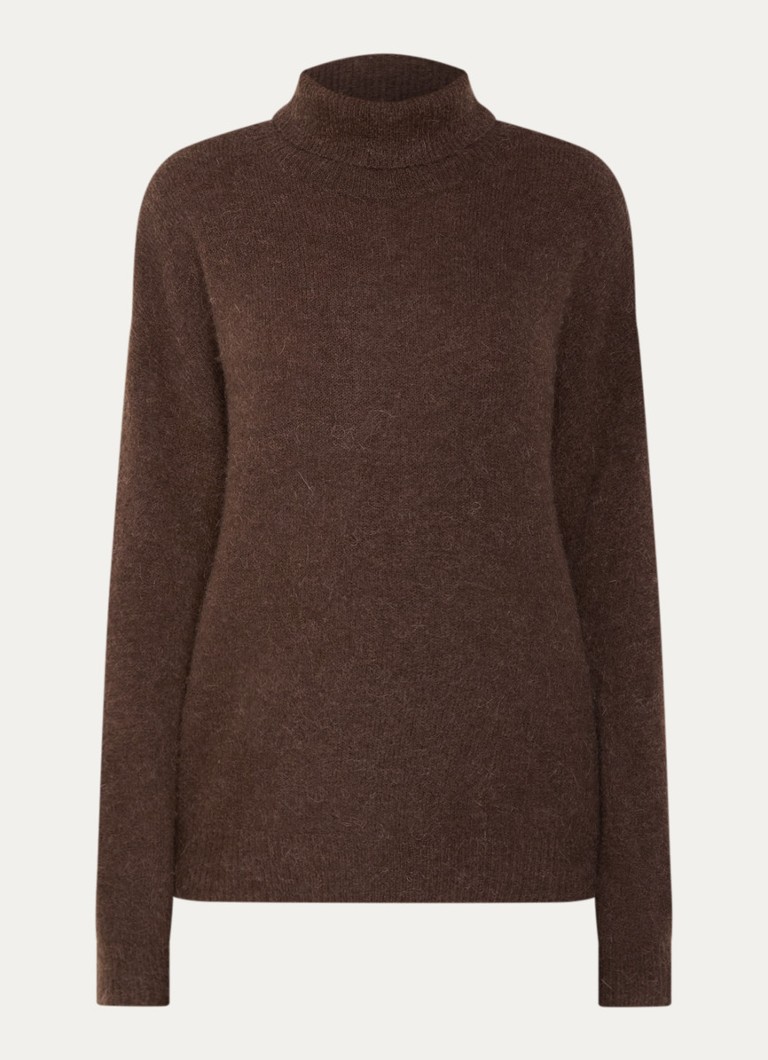 MSCH Copenhagen Dames MSCHFestina fijngebreide trui in alpaca wolblend met col in de kleur Donkerbruin, maat: S/M