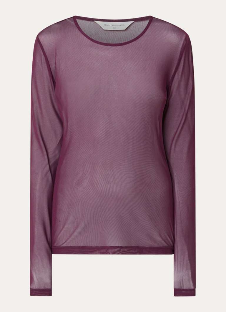 MSCH Copenhagen Dames MSCHJanie semi-transparante top in de kleur Paars, maat: M/L