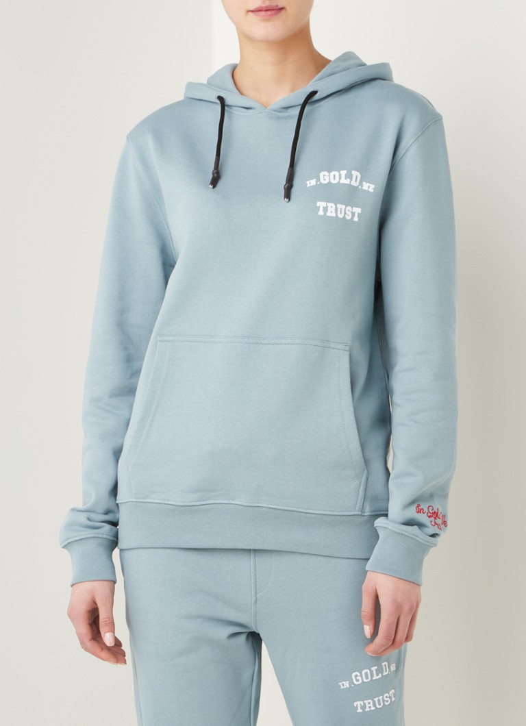 In Gold We Trust Hoodie met logoprint • Lichtblauw • de Bijenkorf