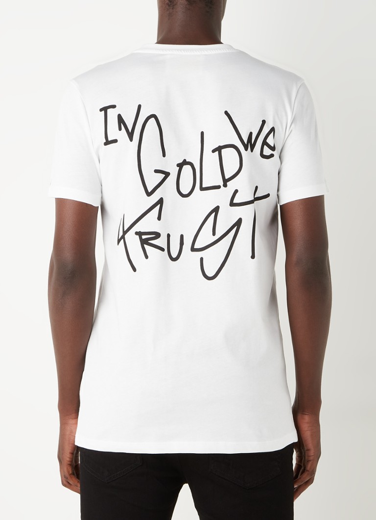 Effectiviteit Regenboog gips In Gold We Trust T-shirt met front- en backprint van biologisch katoen •  Wit • de Bijenkorf