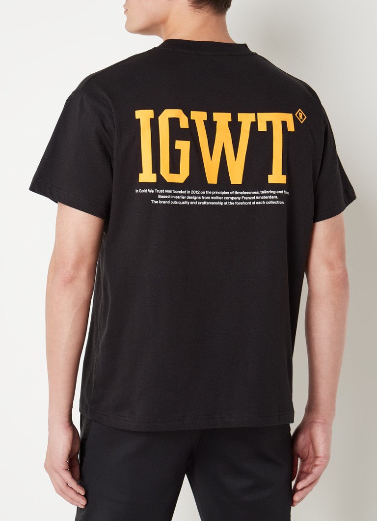 Silicium beginnen het internet In Gold We Trust T-shirt met logo-applicatie • Zwart • de Bijenkorf