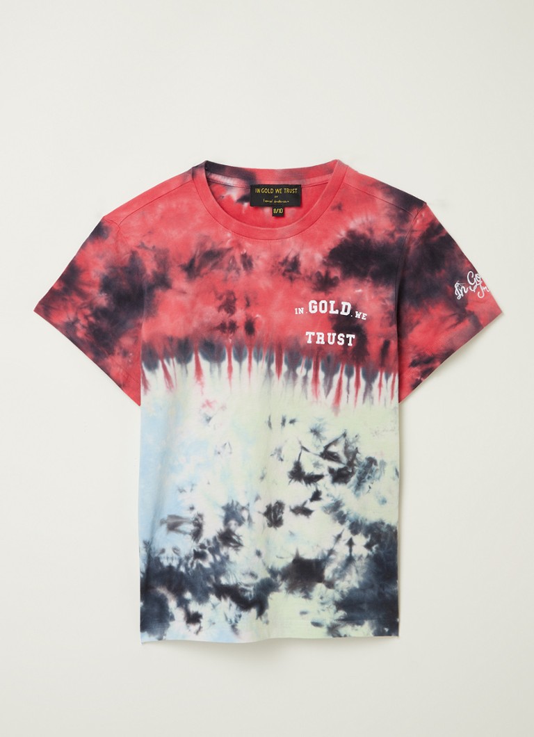 In Gold We Trust T Shirt Met Tie Dye Dessin En Logoprint Donkerblauw De Bijenkorf