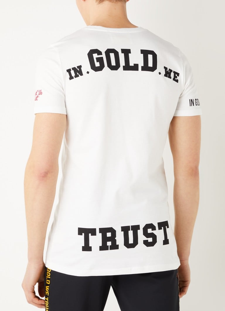 tiran wolf chirurg In Gold We Trust The Pusha T-shirt van biologisch katoen met backprint •  Wit • de Bijenkorf