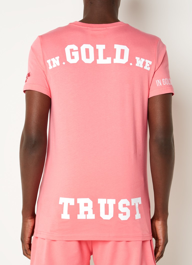 Toegangsprijs Bewusteloos opgroeien In Gold We Trust The Pusha T-shirt van biologisch katoen met logo- en  backprint • Koraalroze • de Bijenkorf