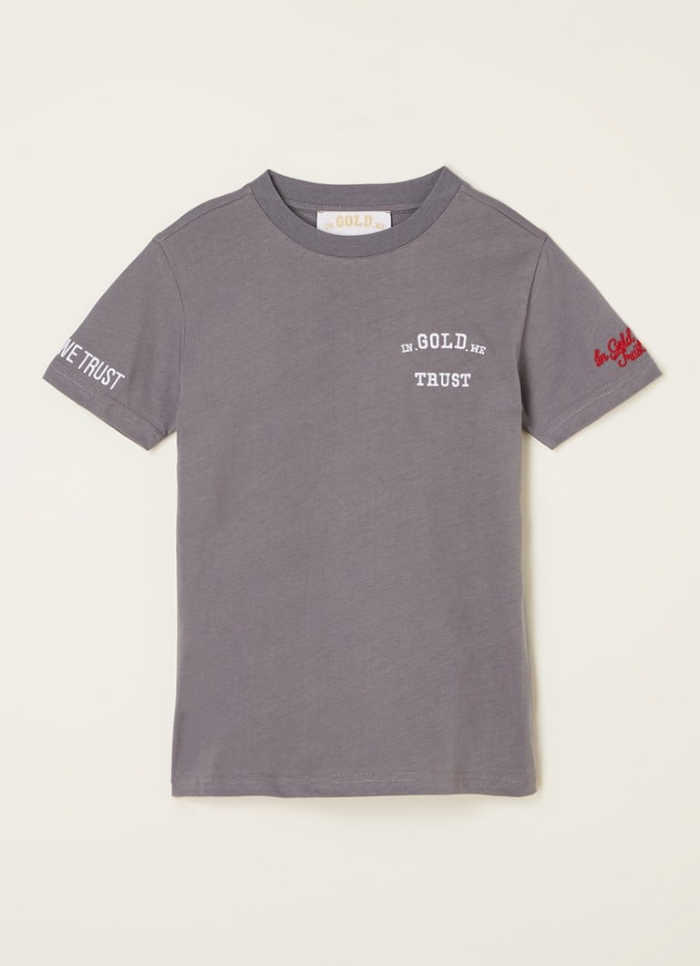 In Gold We Trust - The Pusha T-shirt van biologisch katoen met logoborduring - Grijs