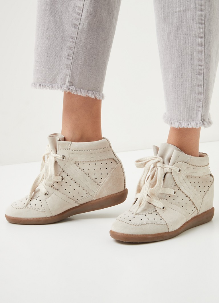 Isabel Marant sneakerwedge van kalfssuède • wit • de Bijenkorf