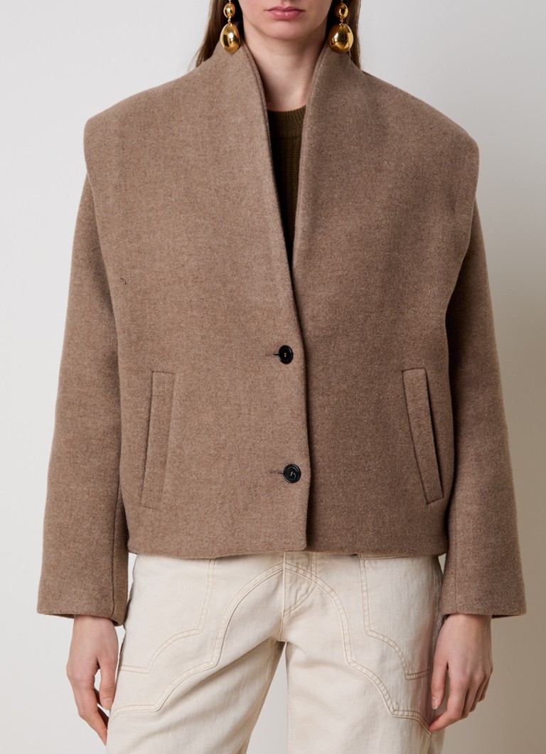 Isabel Marant - Drogo jack in scheerwolblend met steekzakken - Lichtbruin