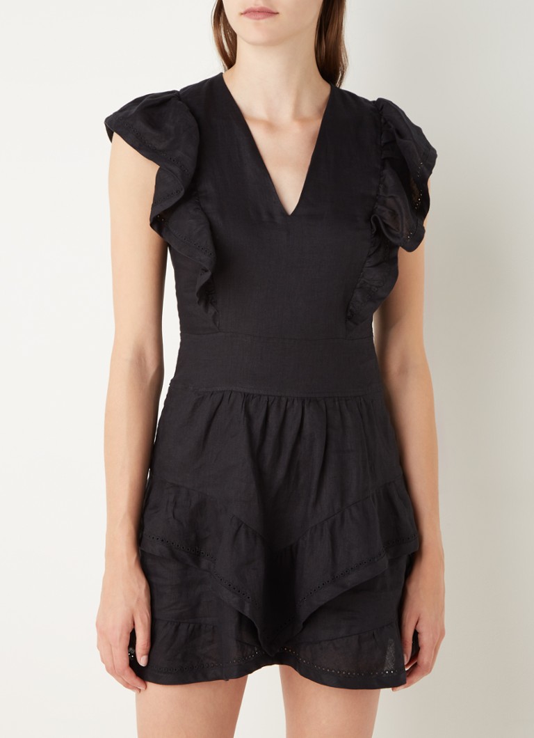 Isabel Marant Étoile - Audreyo mini jurk van linnen met volant - Zwart